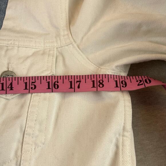 For The Republic Two Tone Denim Jacket Blue White S Small M Oversize Raw Edge - Picture 4 of 5